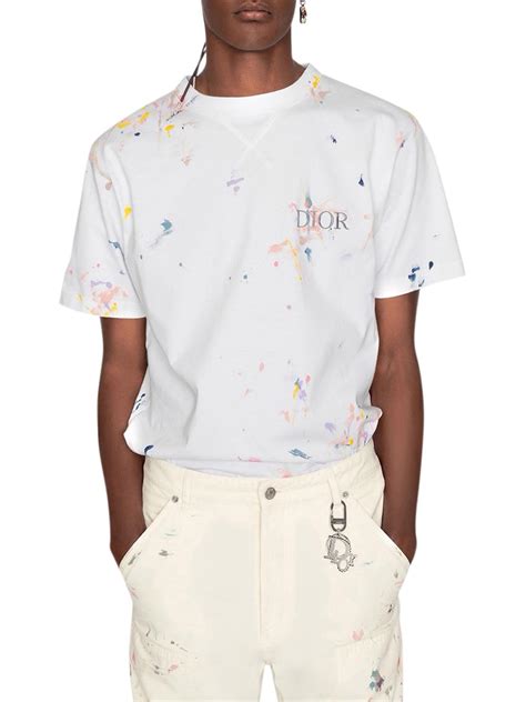 dior paint splash t shirt|Dior 2021 White Paint Splatter Logo T.